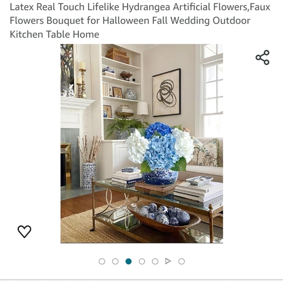 Blue White Artificial Hydrangeas Silk Flowers 4Pc large real Touch Faux … - Picture 3 of 3